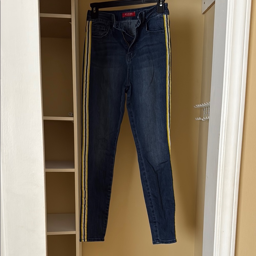 Guess Blue Jeans with Yellow Stripe